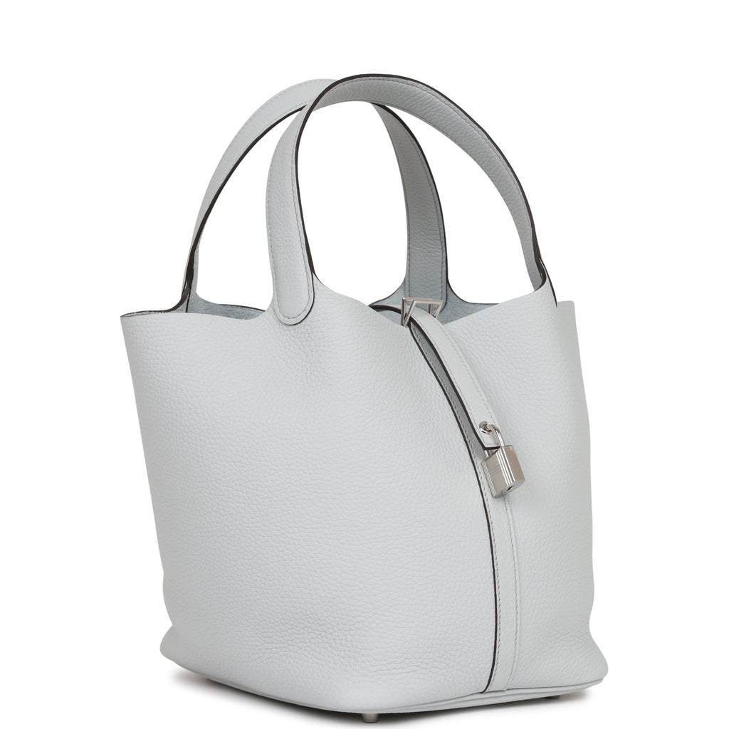Hermes Picotin Lock 22 Bleu Pale Clemence Palladium Hardware