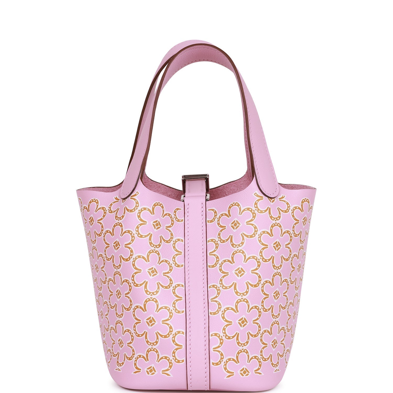 Hermes Micro Picotin Lock 14 "Lucky Daisy" Mauve Sylvestre Swift Palladium Hardware