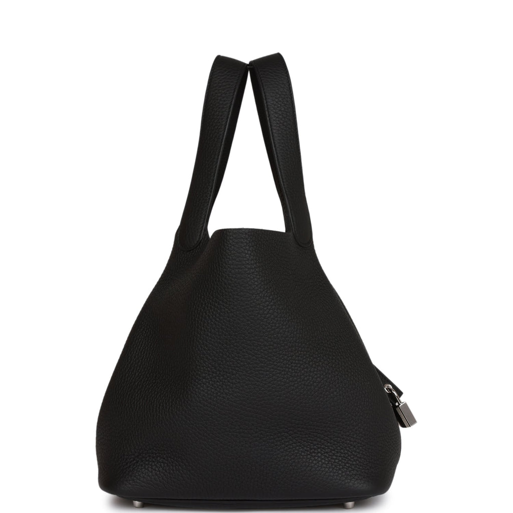Hermes Black Clemence Picotin Lock 22cm Palladium Hardware
