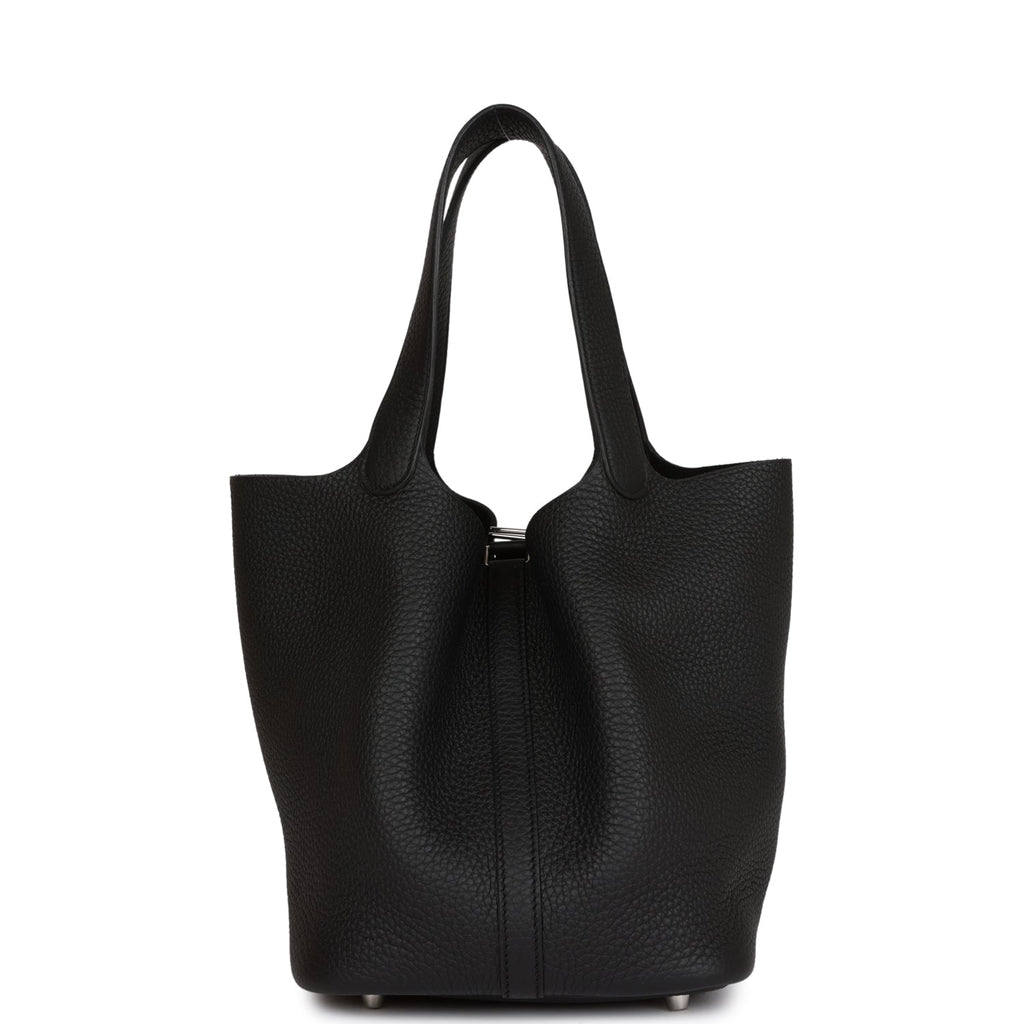 Hermes Black Clemence Picotin Lock 22cm Palladium Hardware