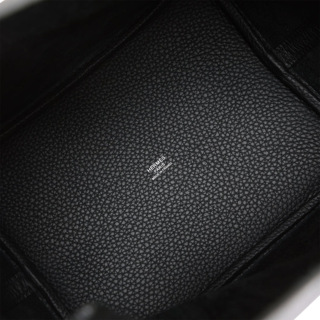 Hermes Black Clemence Picotin Lock 22cm Palladium Hardware