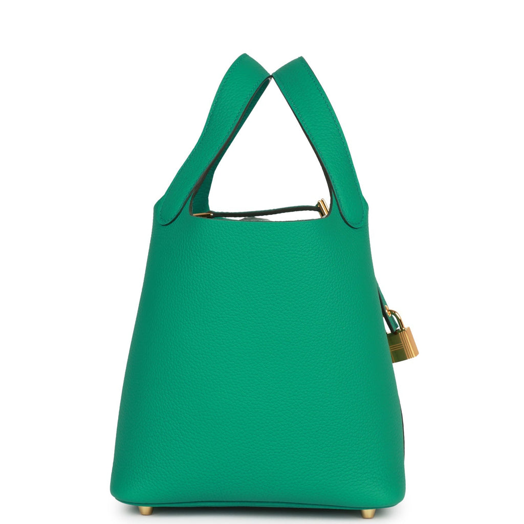 Hermes Picotin 18 Vert Jade Clemence Gold Hardware