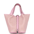 Hermes Picotin Lock 18 "Lucky Daisy" Mauve Sylvestre/Cuivre/White Swift Palladium Hardware