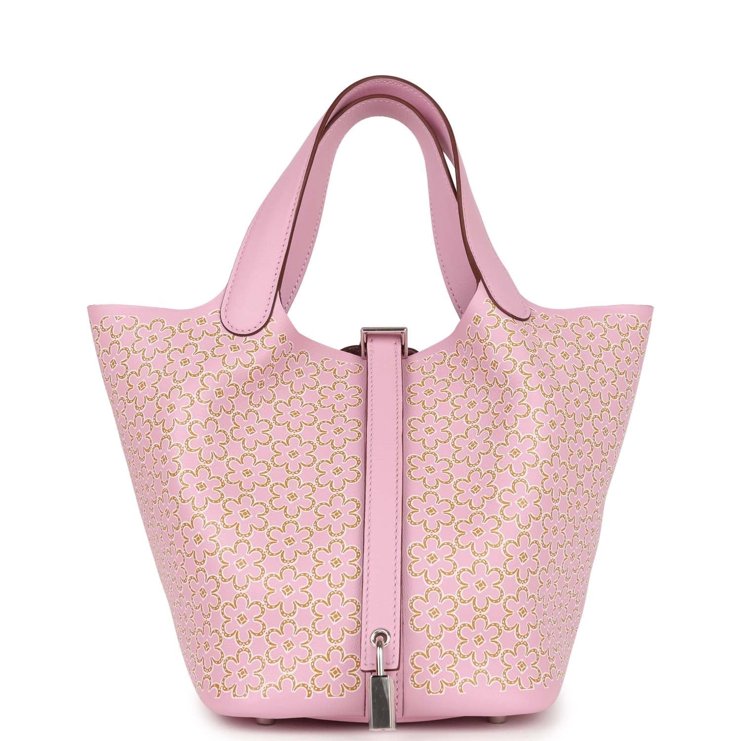 Hermes Picotin Lock 18 "Lucky Daisy" Mauve Sylvestre/Cuivre/White Swift Palladium Hardware