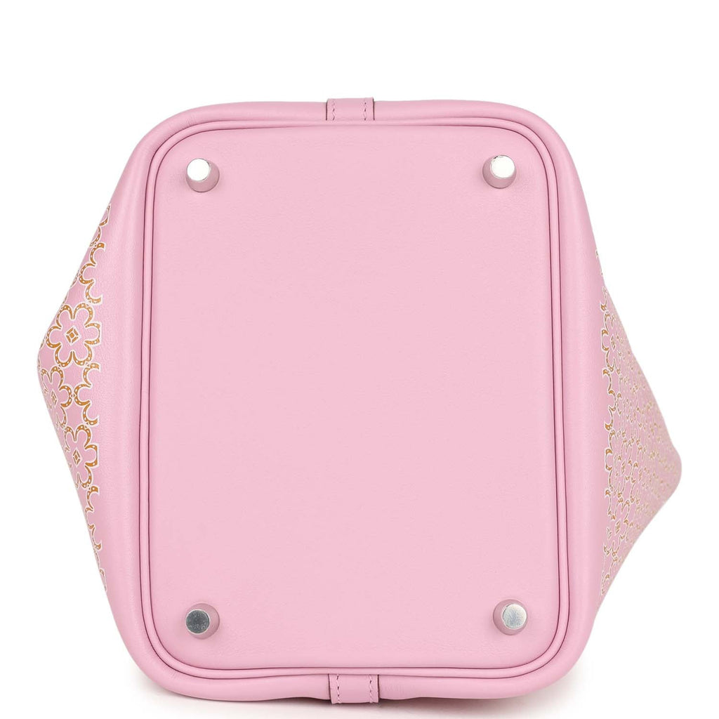 Hermes Picotin Lock 18 "Lucky Daisy" Mauve Sylvestre/Cuivre/White Swift Palladium Hardware
