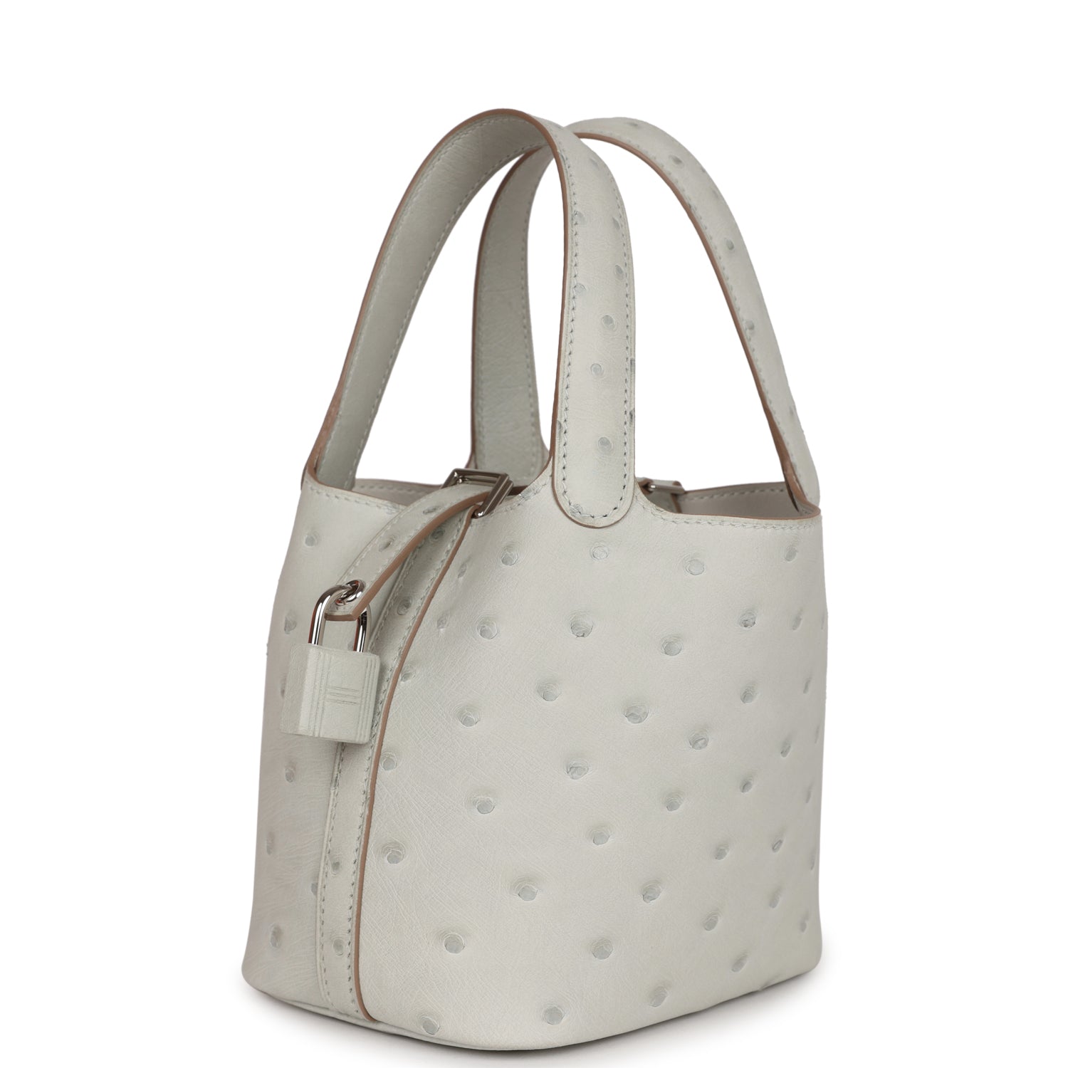 Hermes Micro Picotin 14 Gris Perle Ostrich Palladium Hardware