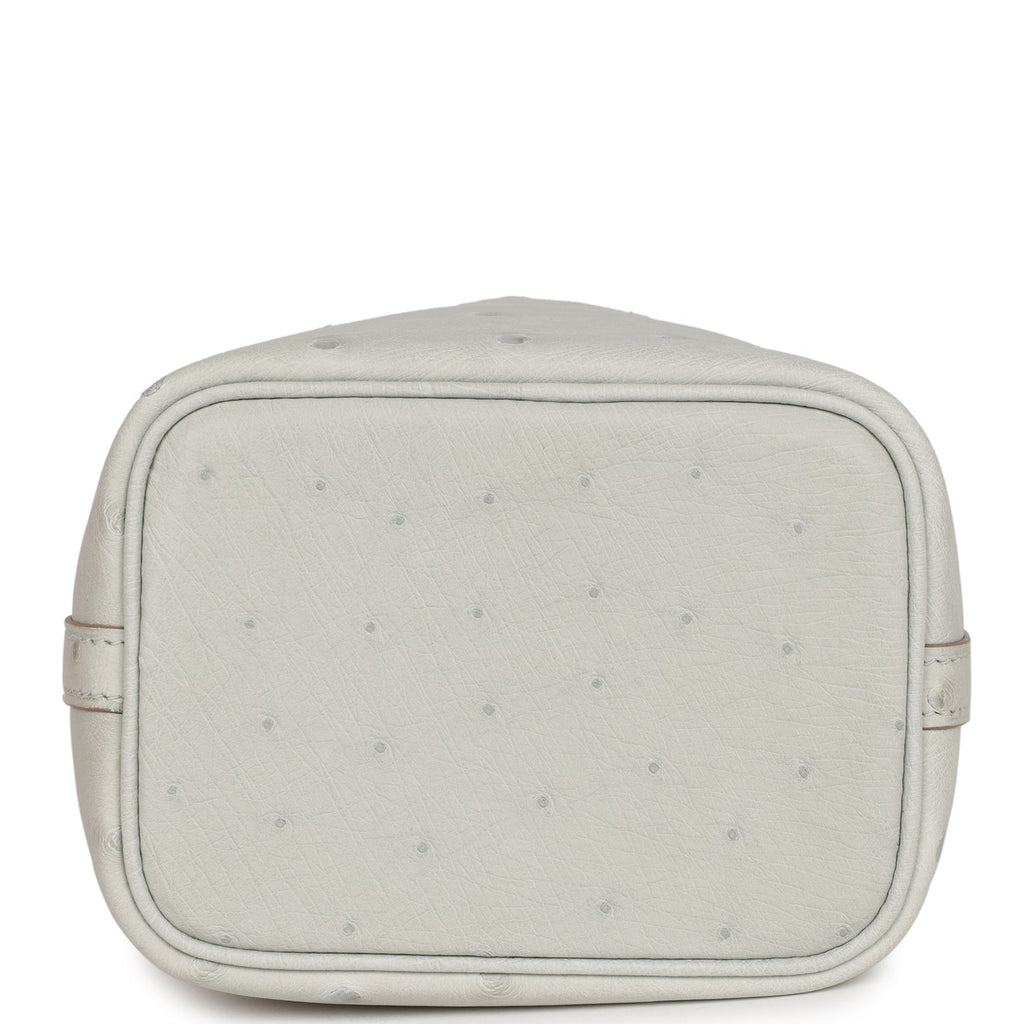 Hermes Micro Picotin 14 Gris Perle Ostrich Palladium Hardware