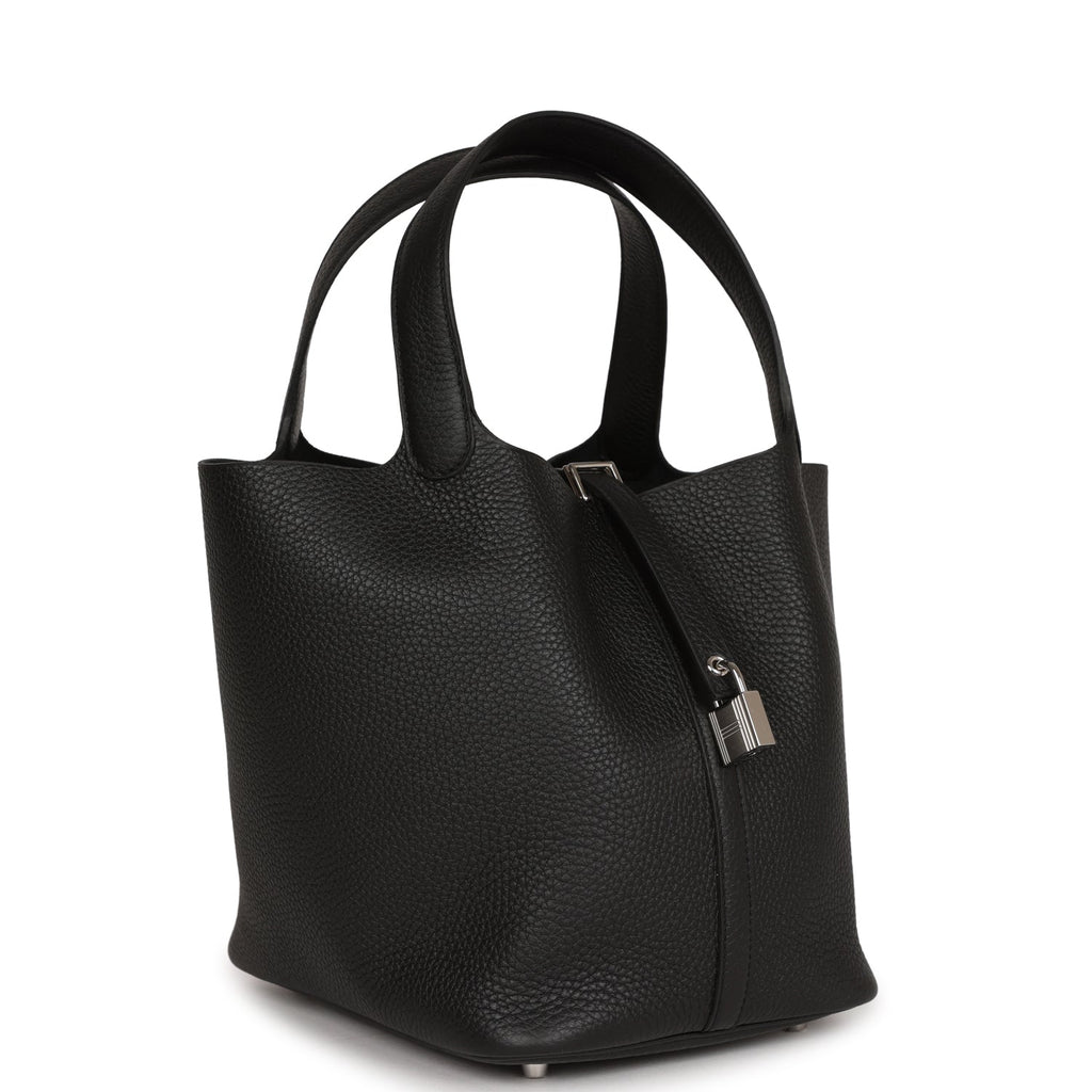 Hermes Black Clemence Picotin Lock 22cm Palladium Hardware