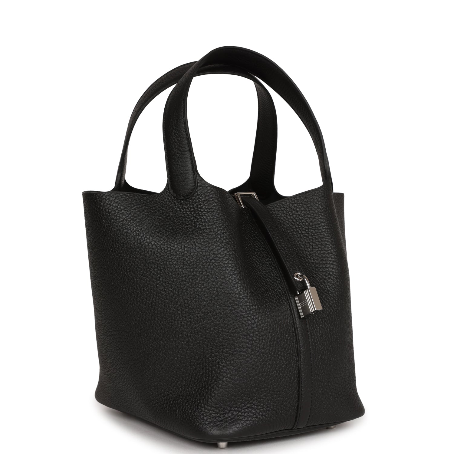Hermes Black Clemence Picotin Lock 22cm Palladium Hardware