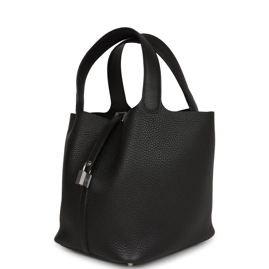 Hermes Black Clemence Picotin Lock 22cm Palladium Hardware