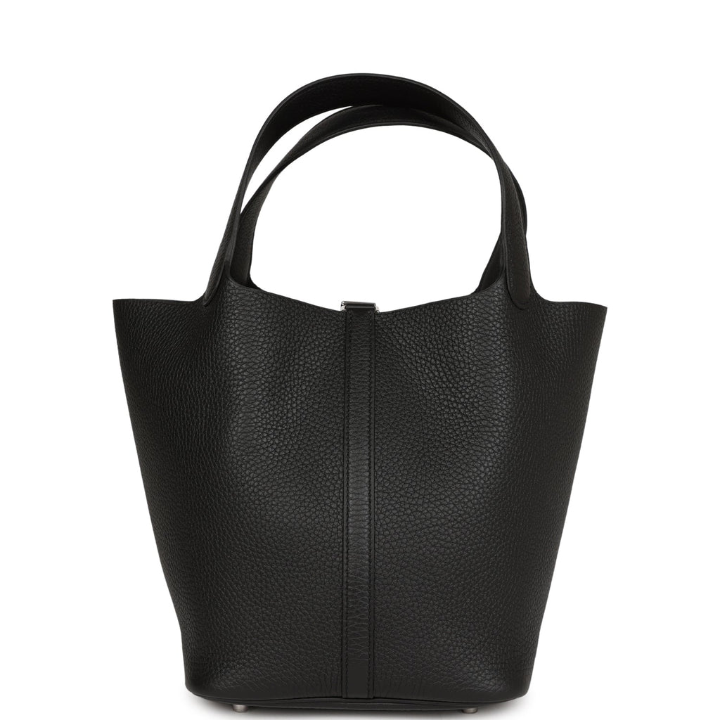 Hermes Black Clemence Picotin Lock 22cm Palladium Hardware