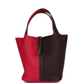 Hermes Picotin 22 Casaque Rouge Sellier and Framboise Clemence Palladium Hardware