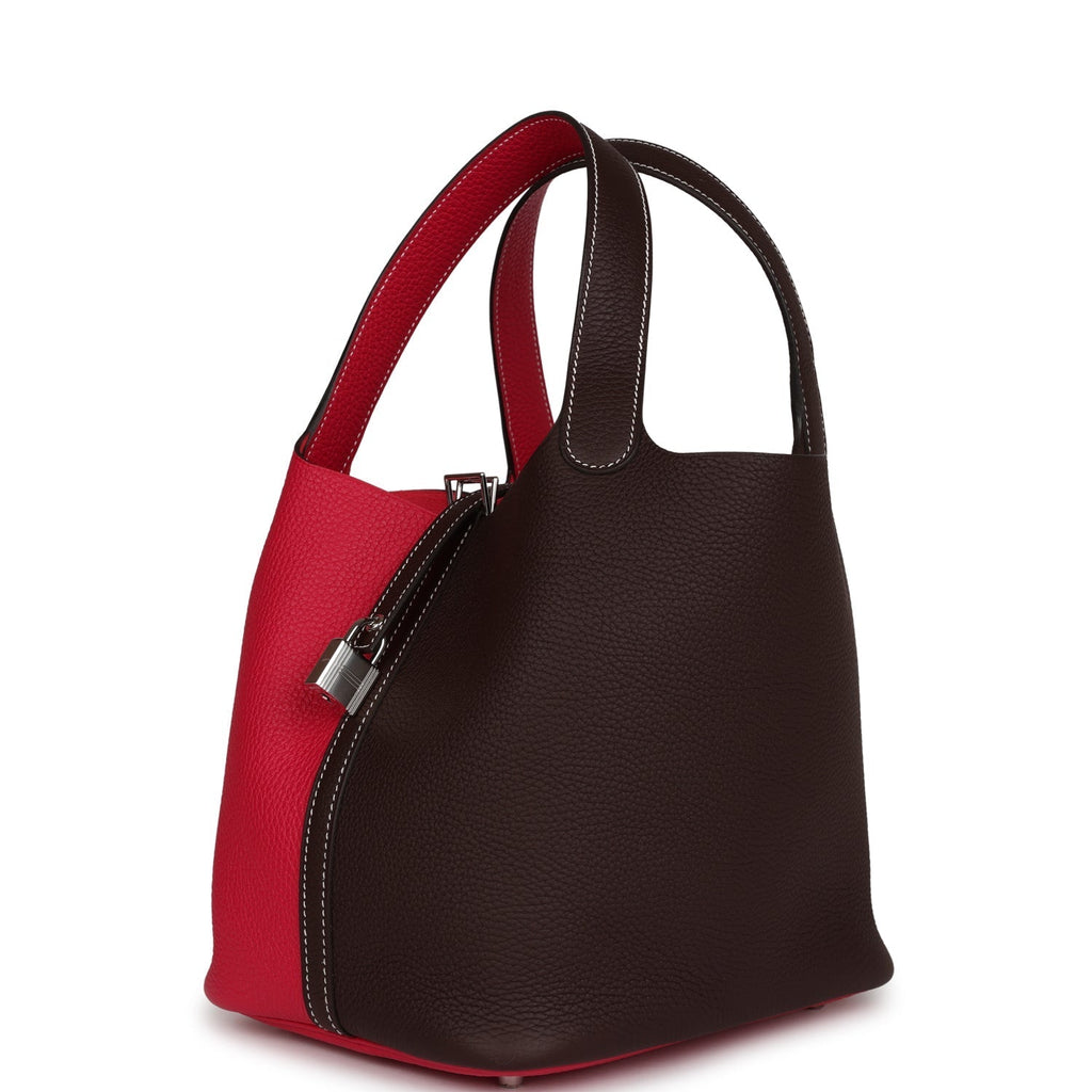 Hermes Picotin 22 Casaque Rouge Sellier and Framboise Clemence Palladium Hardware