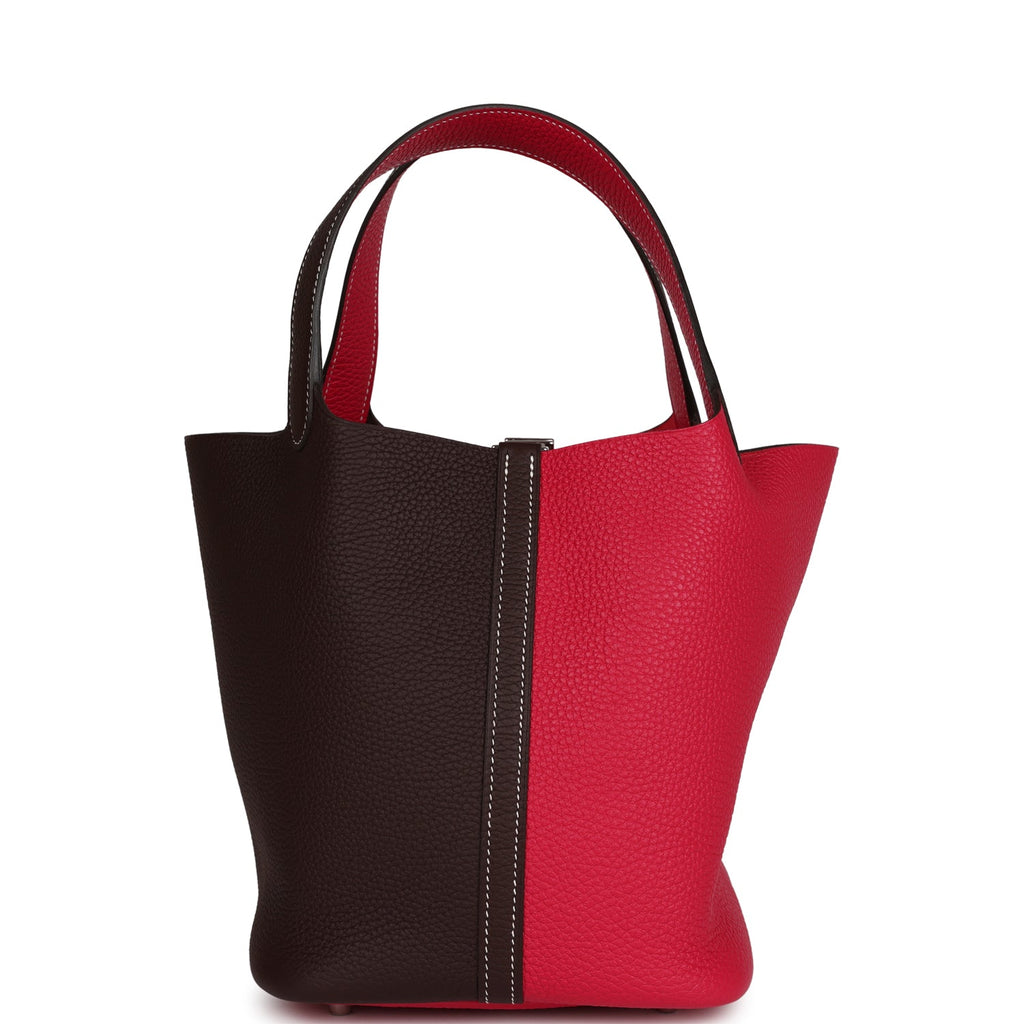 Hermes Picotin 22 Casaque Rouge Sellier and Framboise Clemence Palladium Hardware