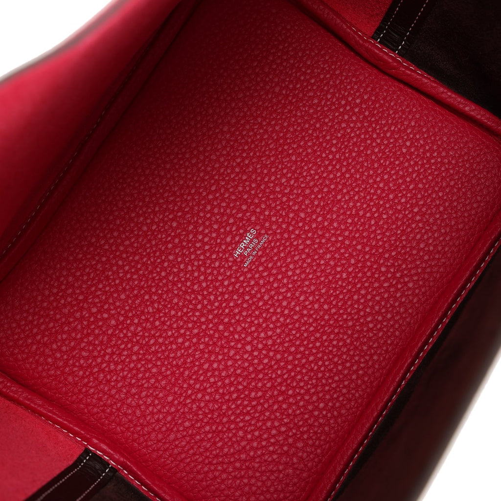 Hermes Picotin 22 Casaque Rouge Sellier and Framboise Clemence Palladium Hardware