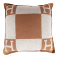 Hermes "Avalon" Ecru and Camel Signature H Cushion PM