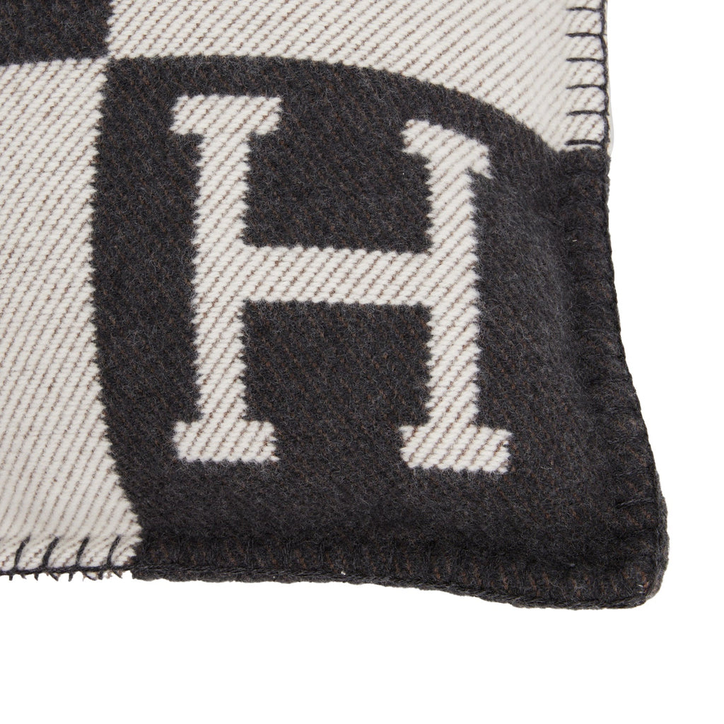 Hermes "Avalon" Ecru and Gris Fonce Signature H Cushion PM Set of Two