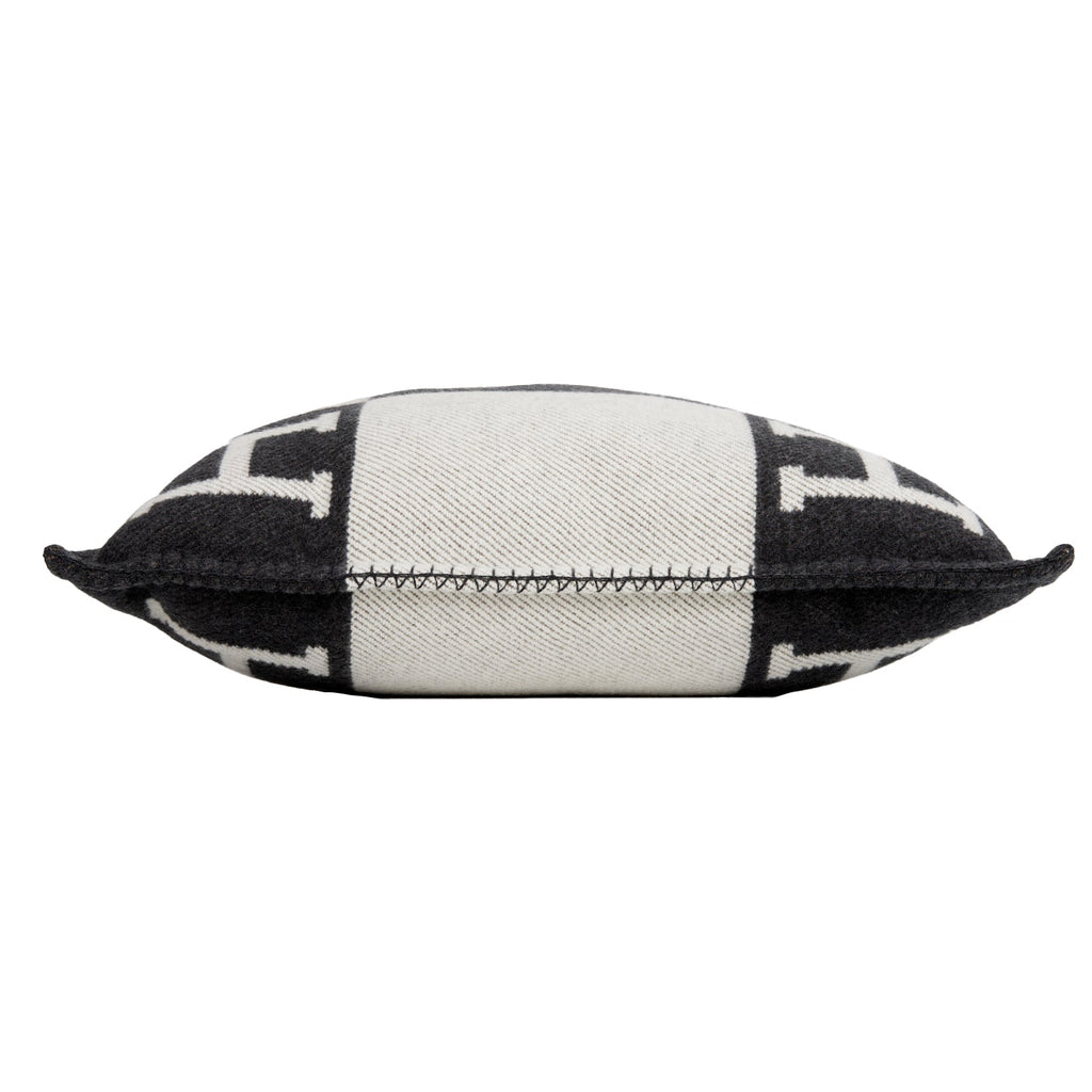 Hermes "Avalon" Ecru and Gris Fonce Signature H Cushion PM Set of Two