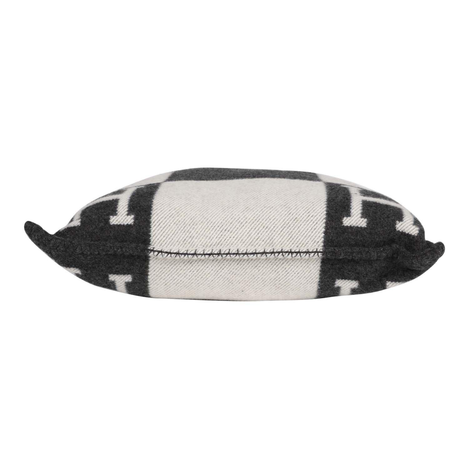 Hermes "Avalon" Ecru and Gris Fonce Signature H Cushion PM Single