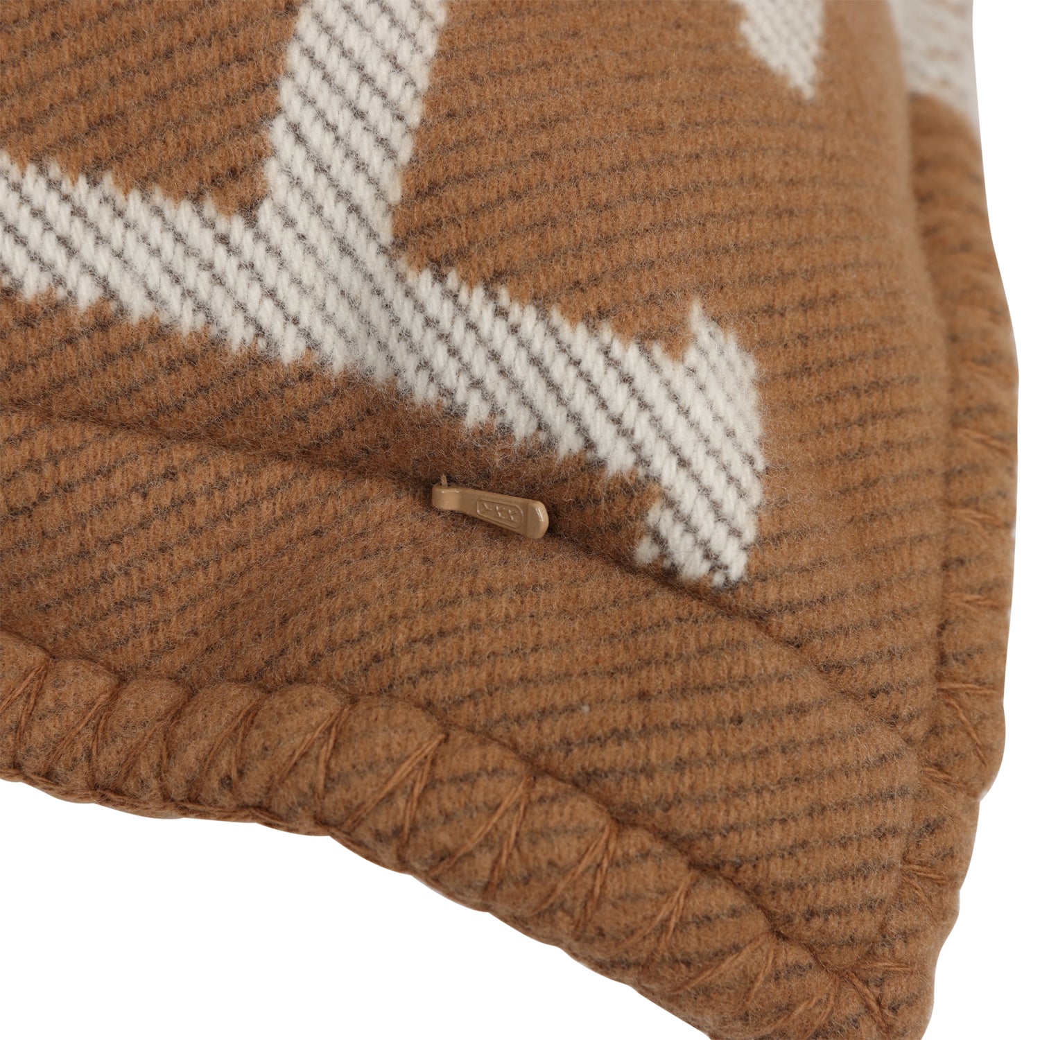 Hermes "Avalon" Ecru and Camel Signature H Cushion PM