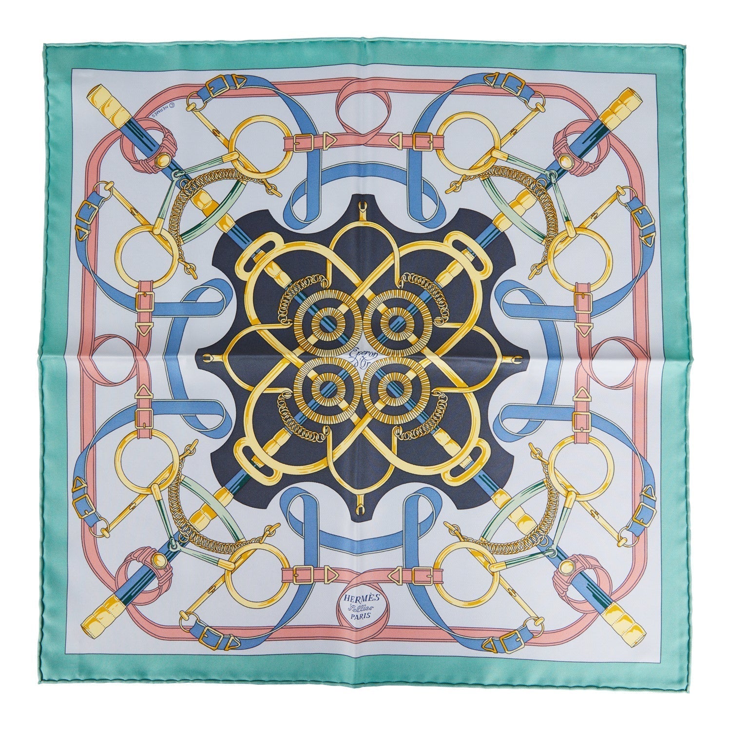 Hermes "Gavroche" Vert Amande Silk Pocket Square Scarf 45cm