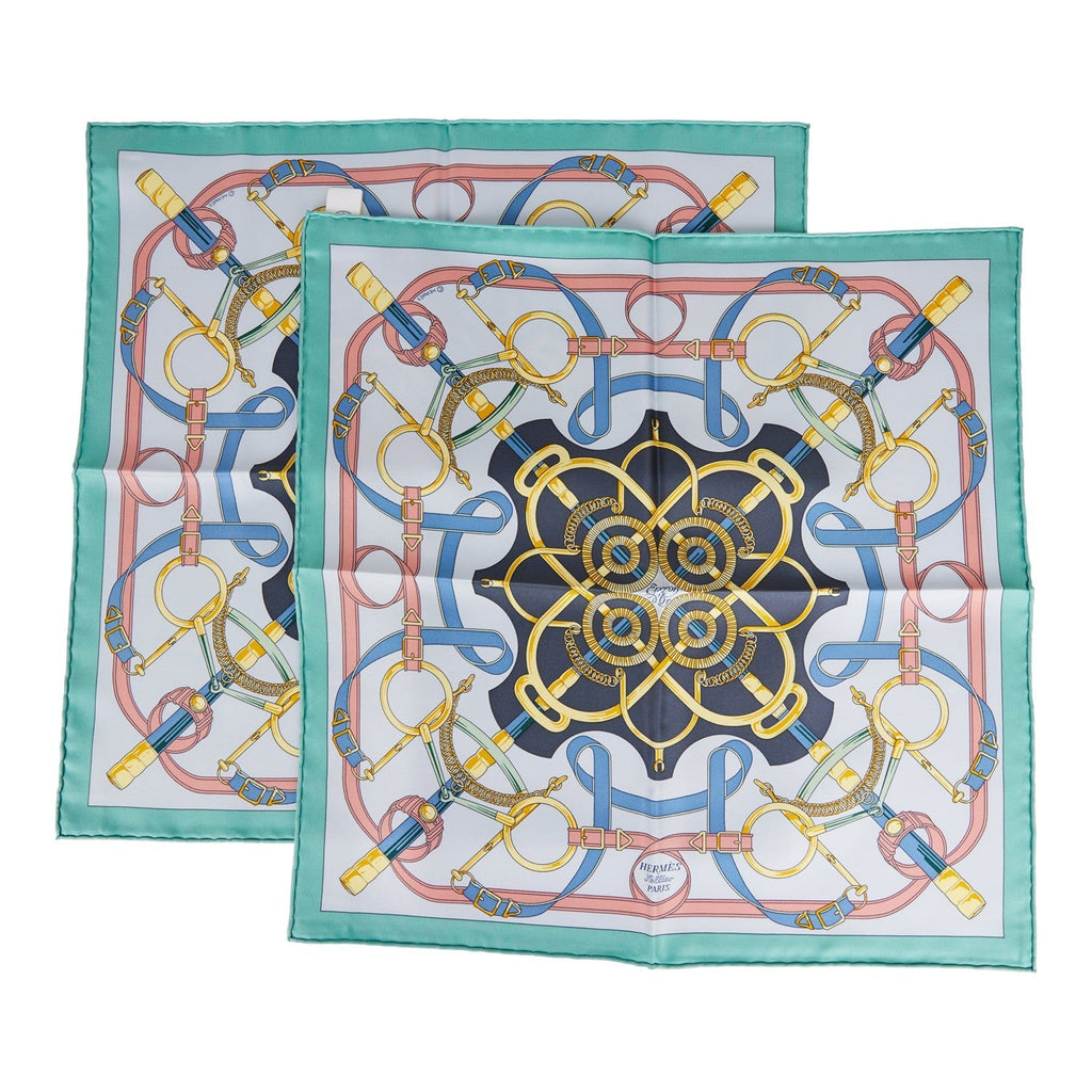 Hermes "Gavroche" Vert Amande Silk Pocket Square Scarf 45cm