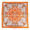 Hermes "Gavroche" Orange Silk Pocket Square Scarf 45cm
