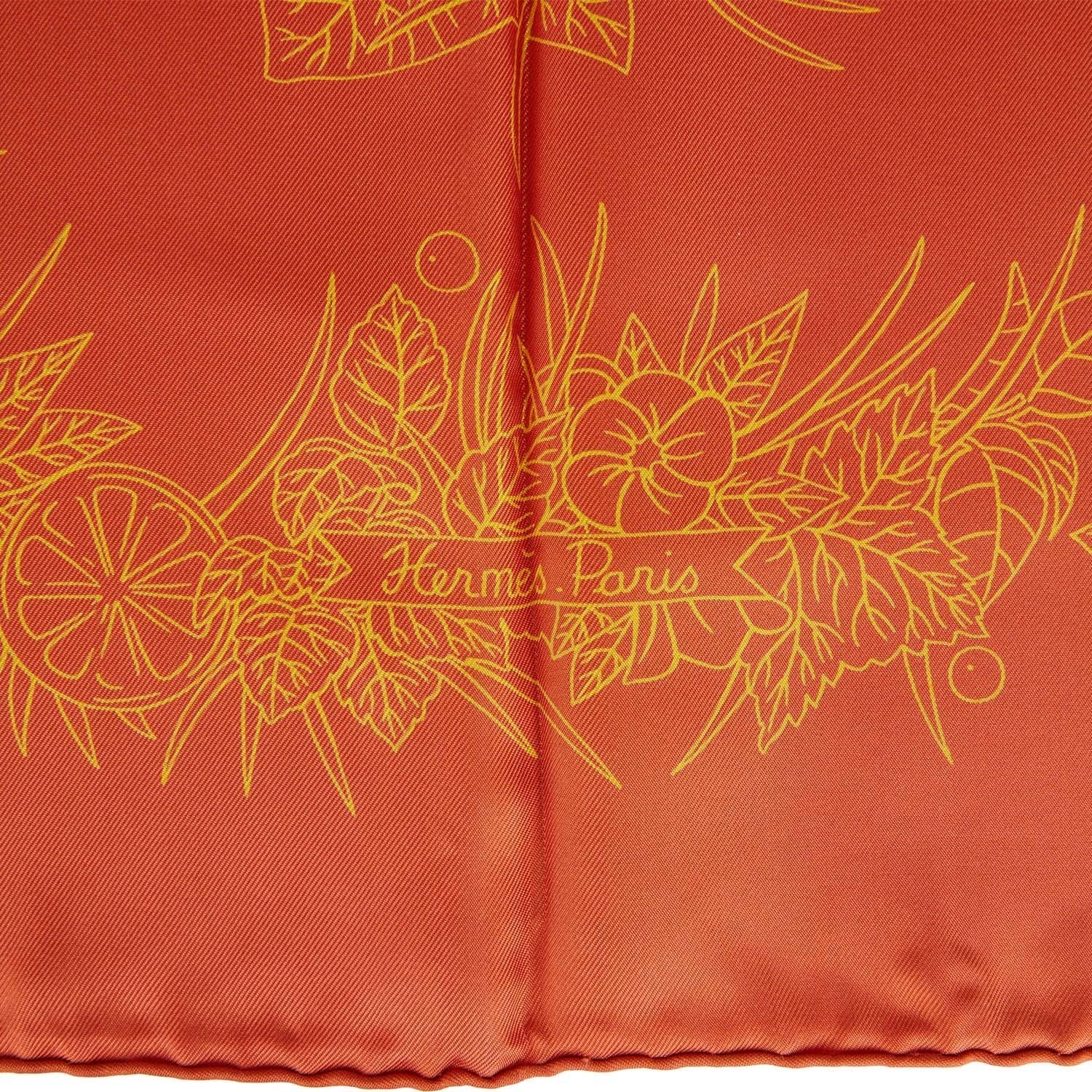 Hermes "De La Citrouille A La Caleche" Orange Silk Shawl Scarf 90cm