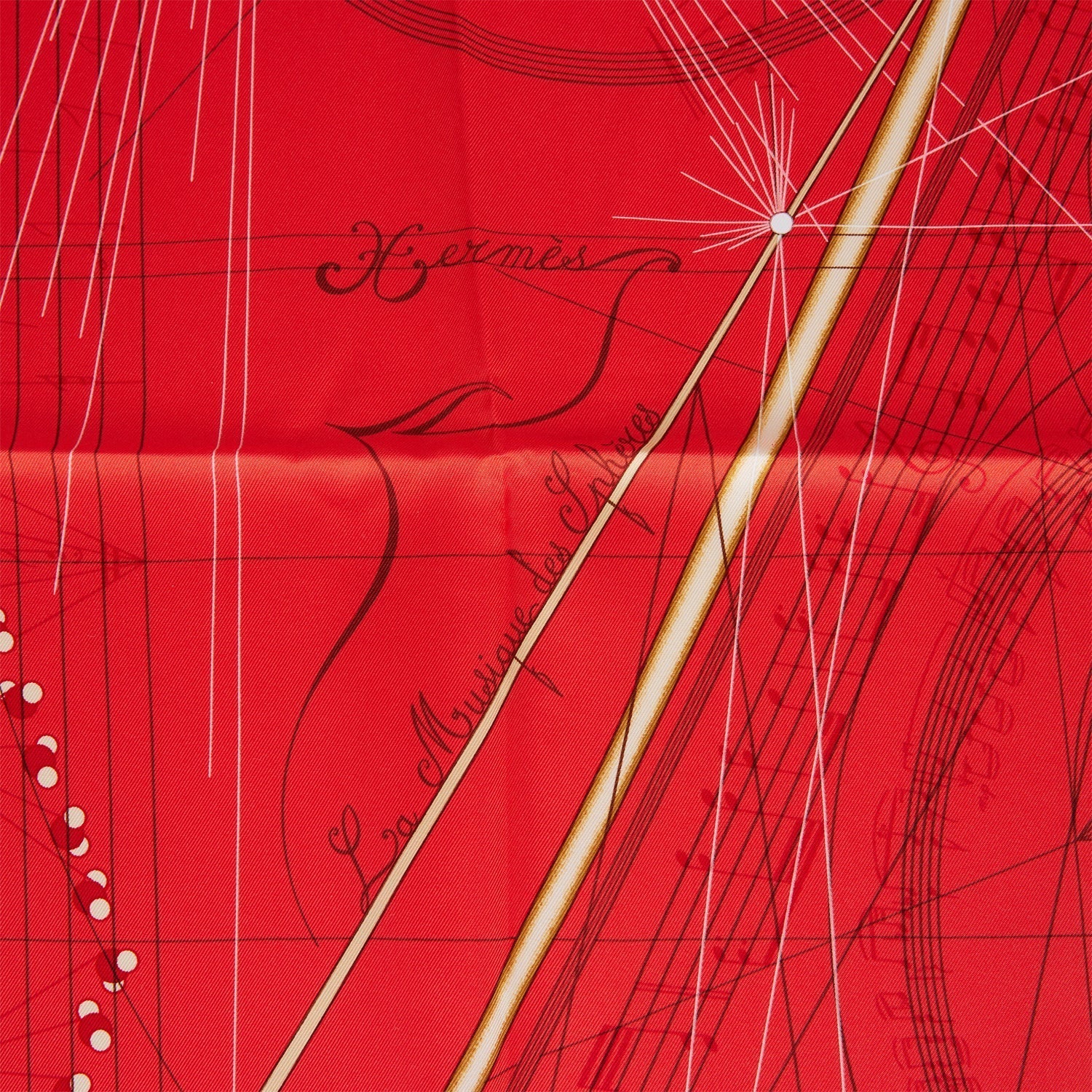Hermes "La Musique Des Spheres" Rose Silk Scarf 90cm