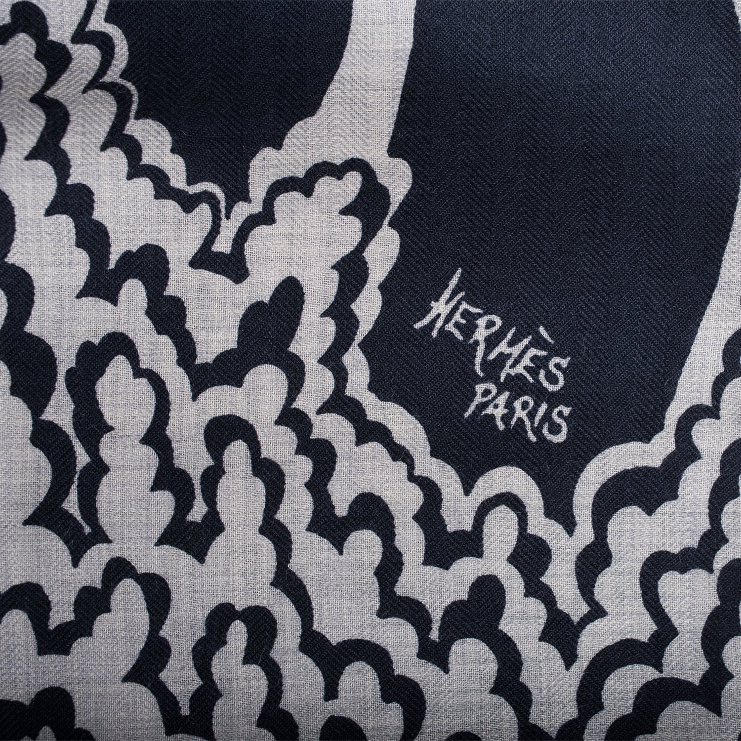 Hermes "The Three Graces" Gris Chine Cashmere and Silk Shawl 140cm