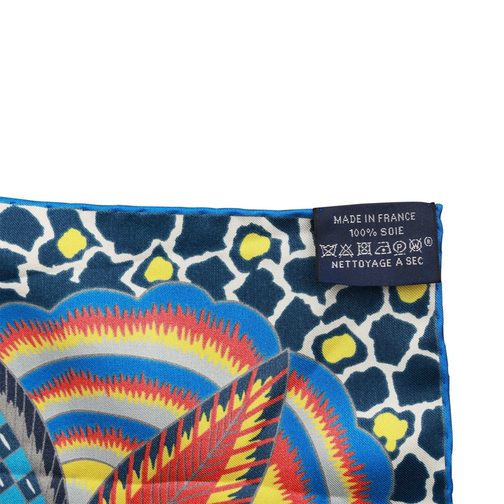 Hermes "Flowers of South Africa" Blue Giant Silk Shawl Scarf 140cm