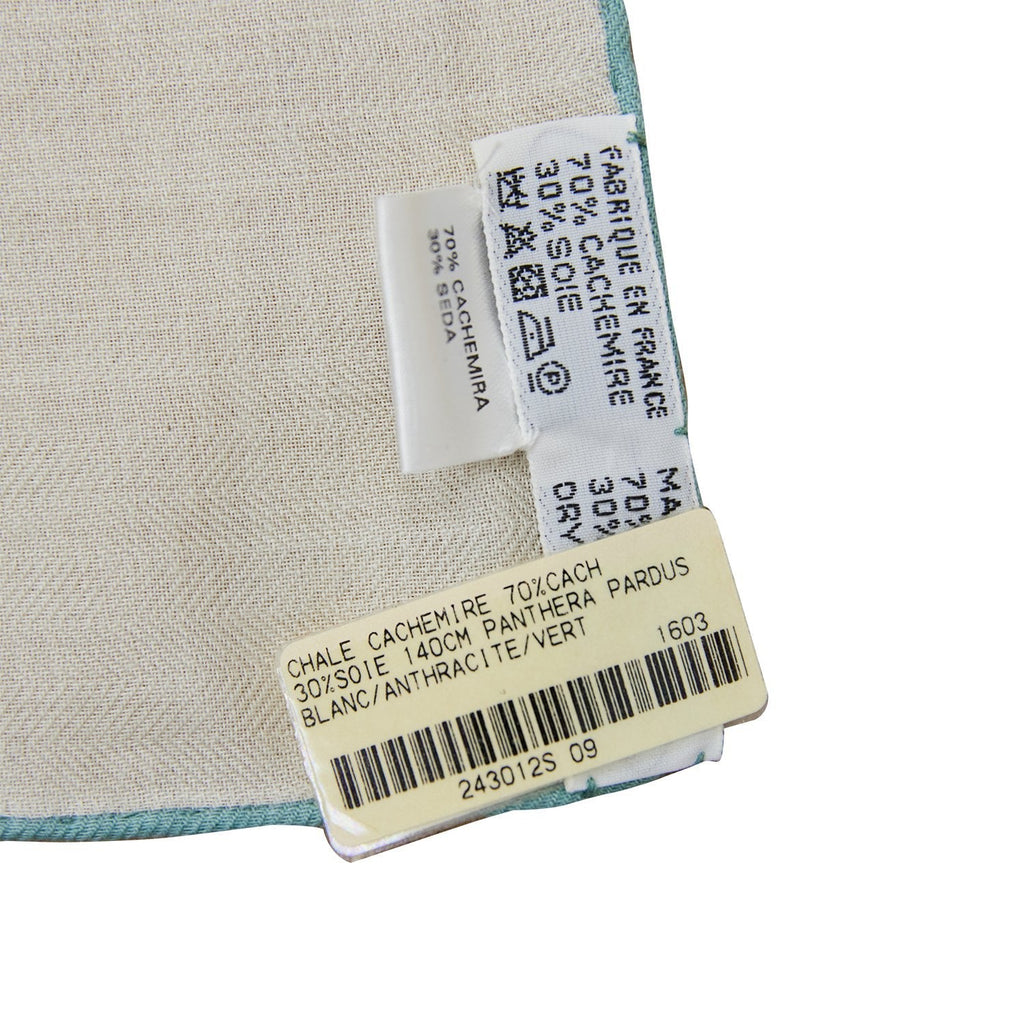 Hermes "Panthera Pardus" White Cashmere Shawl 140cm