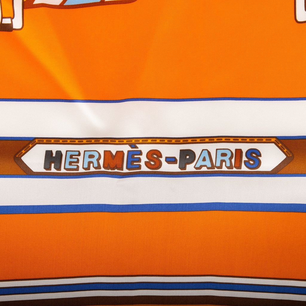 Hermes "Les Sangles Finesse" Curry Giant Silk Shawl Scarf 140cm