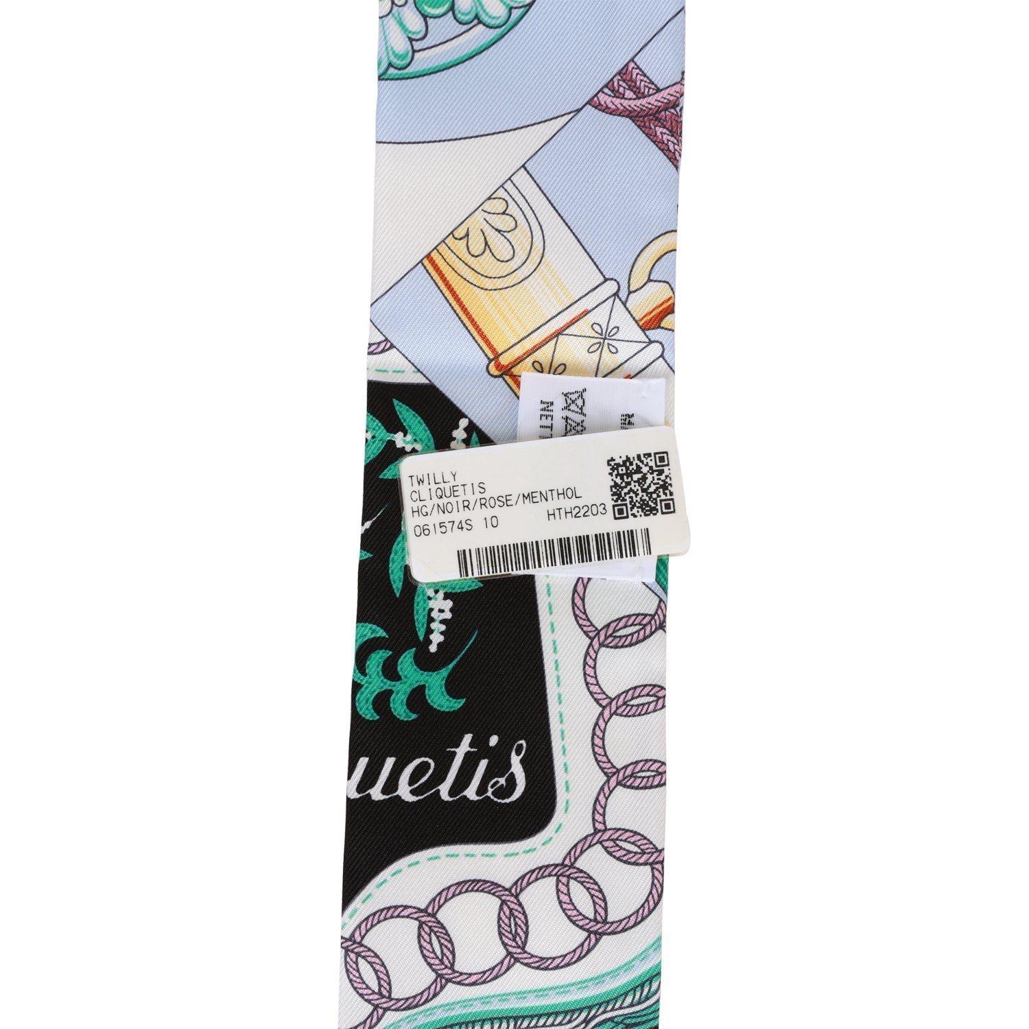 Hermes "Cliquetis" Black Silk Twilly Pair