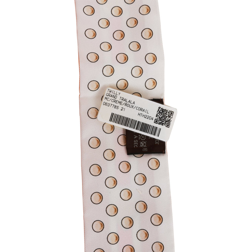 Hermes "Grand Tralala" Creme Silk Twilly Pair
