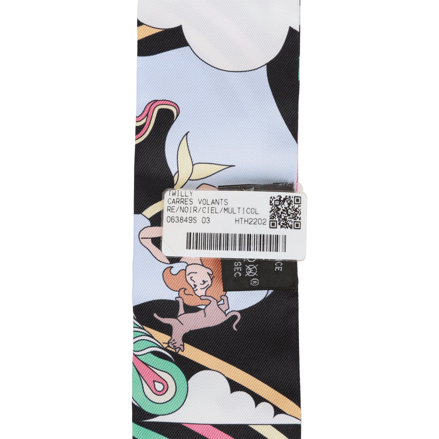 Hermes "Carres Volants" Black Silk Twilly Pair