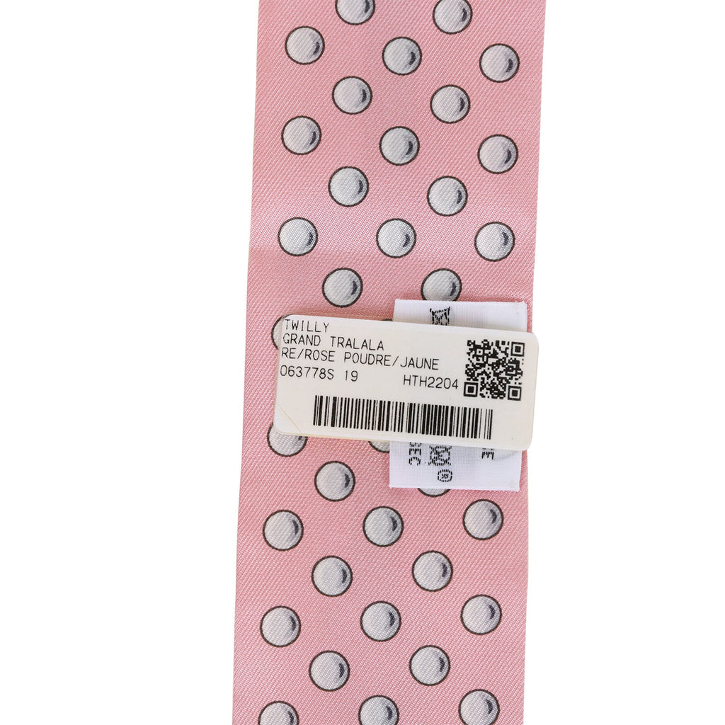 Hermes "Grand Tralala" Rose Poudre Silk Twilly