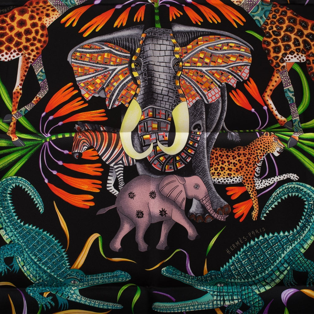 Hermes "La Marche de Zambeze" Silk Twill Scarf 90cm