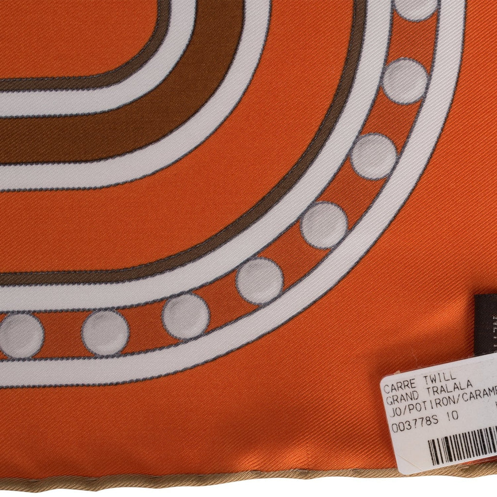 Hermes "Grand Tralala" Potiron Silk Twill Scarf 90cm