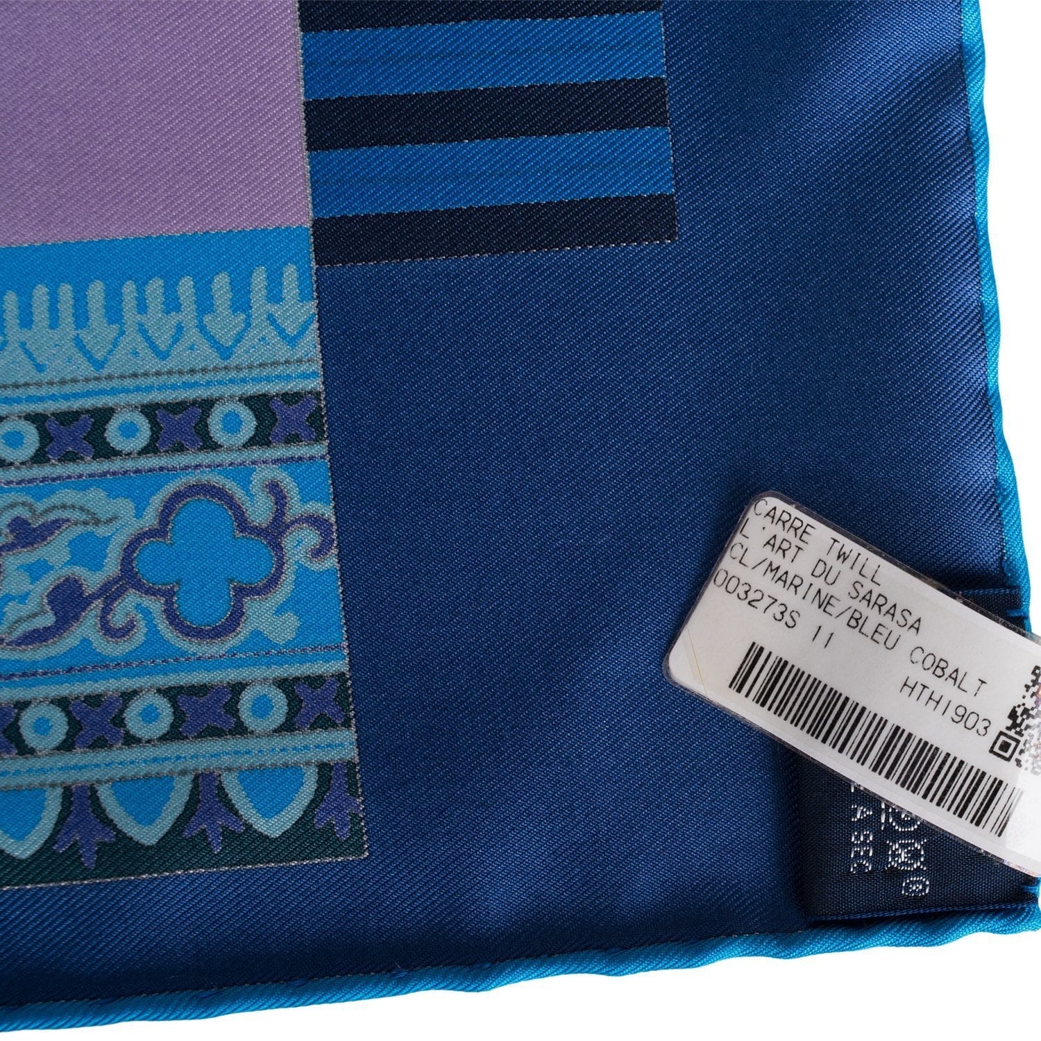Hermes "L'Art du Sarasa" Ciel Silk Twill Scarf 90cm