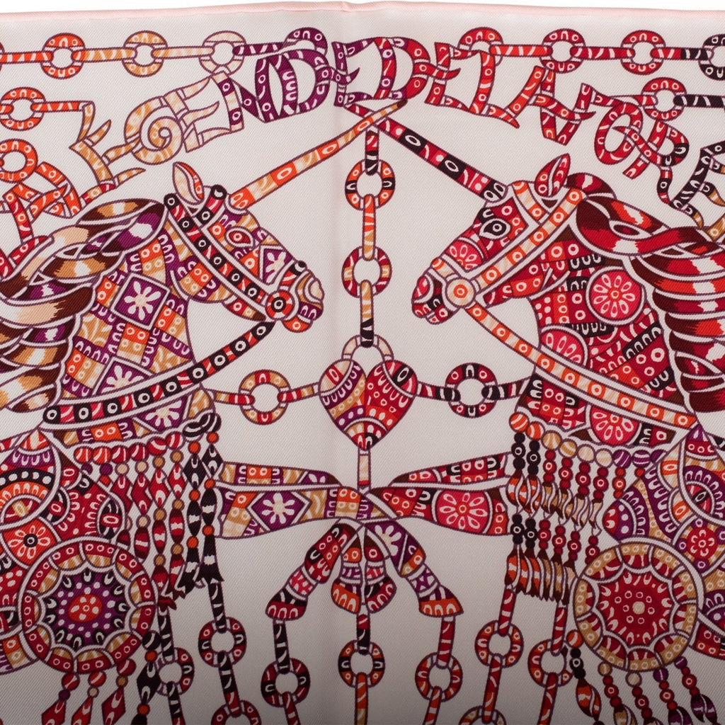 Hermes "La Legende de la Foret" Red Silk Twill Scarf 90cm