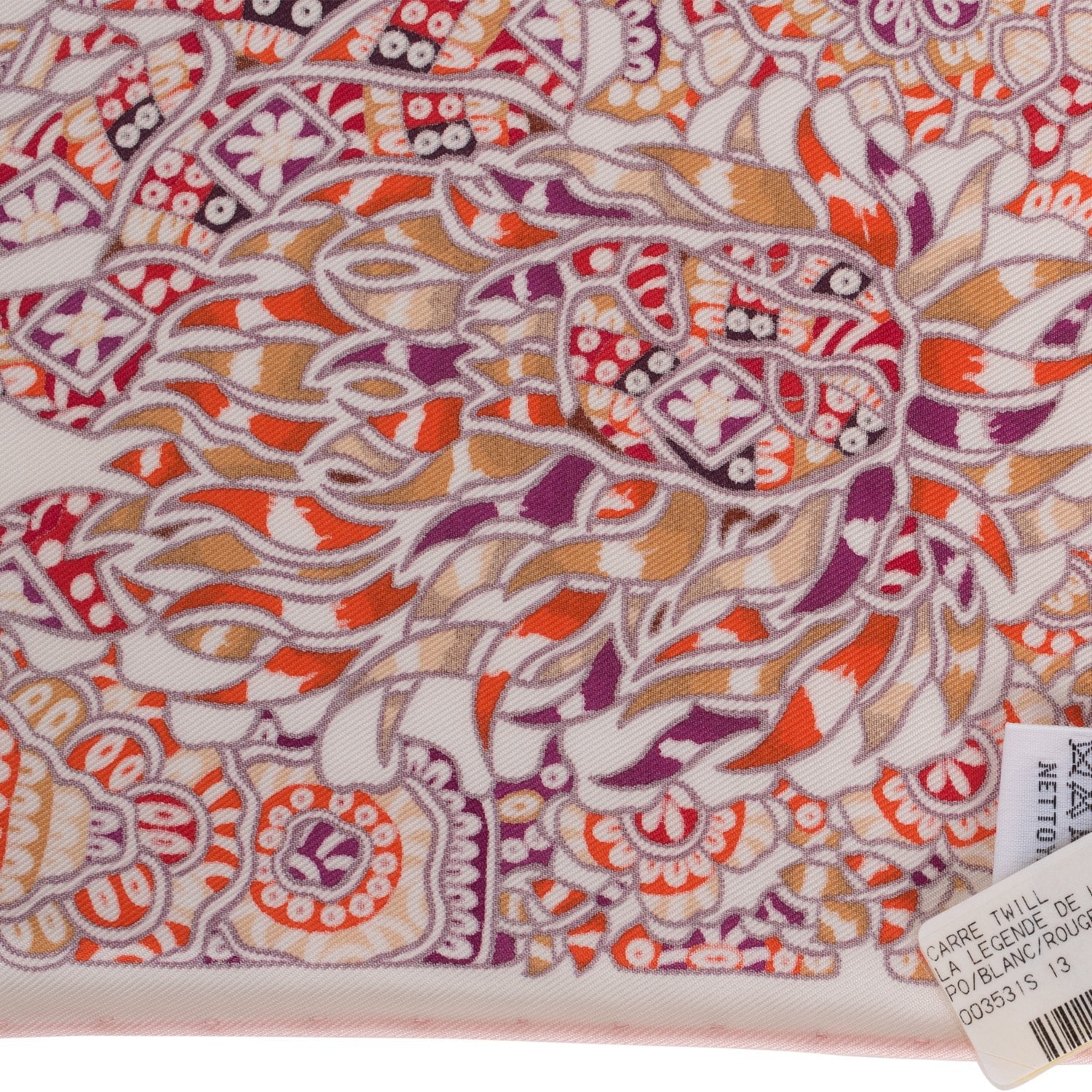 Hermes "La Legende de la Foret" Red Silk Twill Scarf 90cm