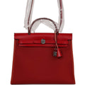 Hermes Herbag Zip 31 Rouge Venetian/Rouge Piment/Rose Extreme Toile H and Vache Hunter Palladium Hardware