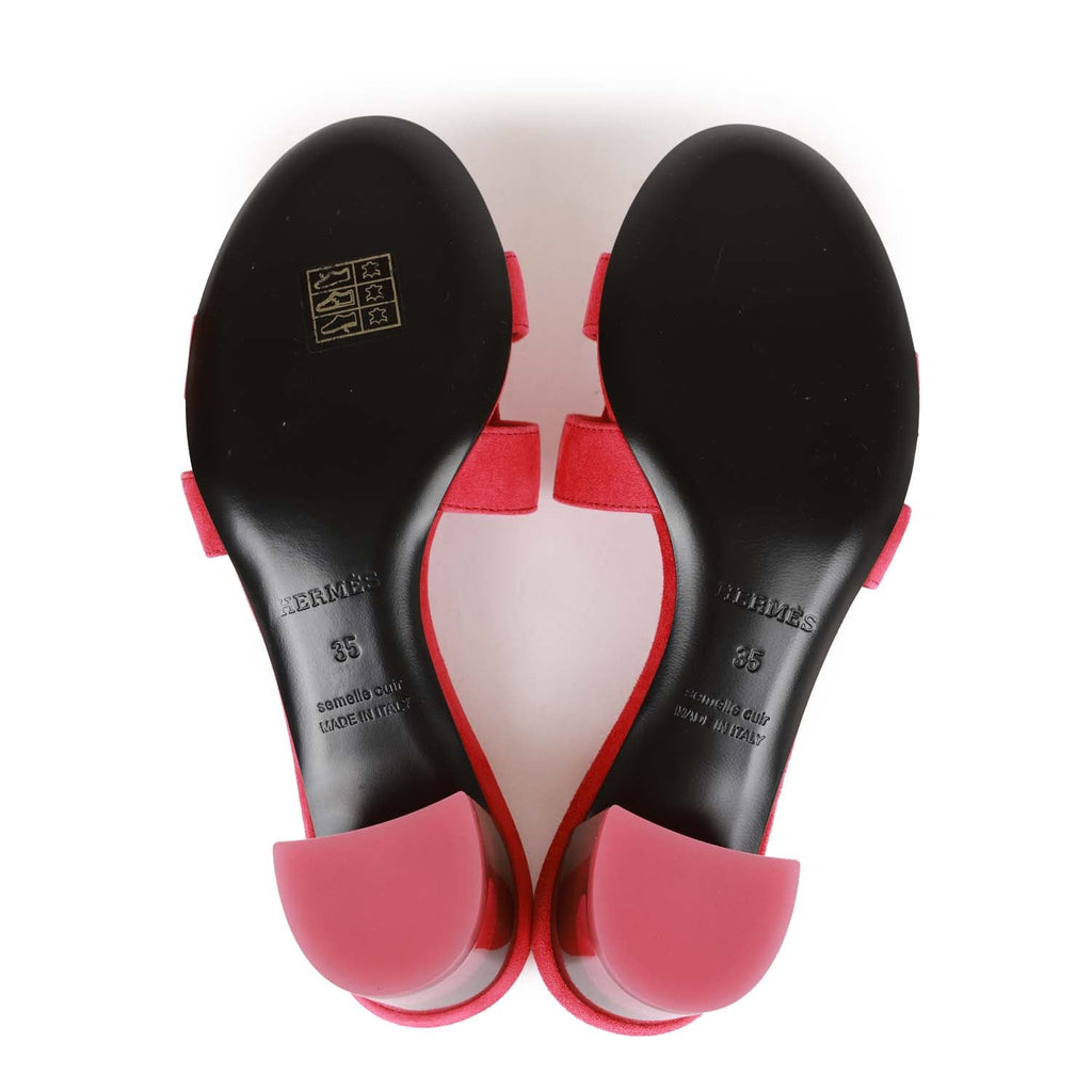 Hermes Oasis Sandals Rose Framboise Gradient Heels 35