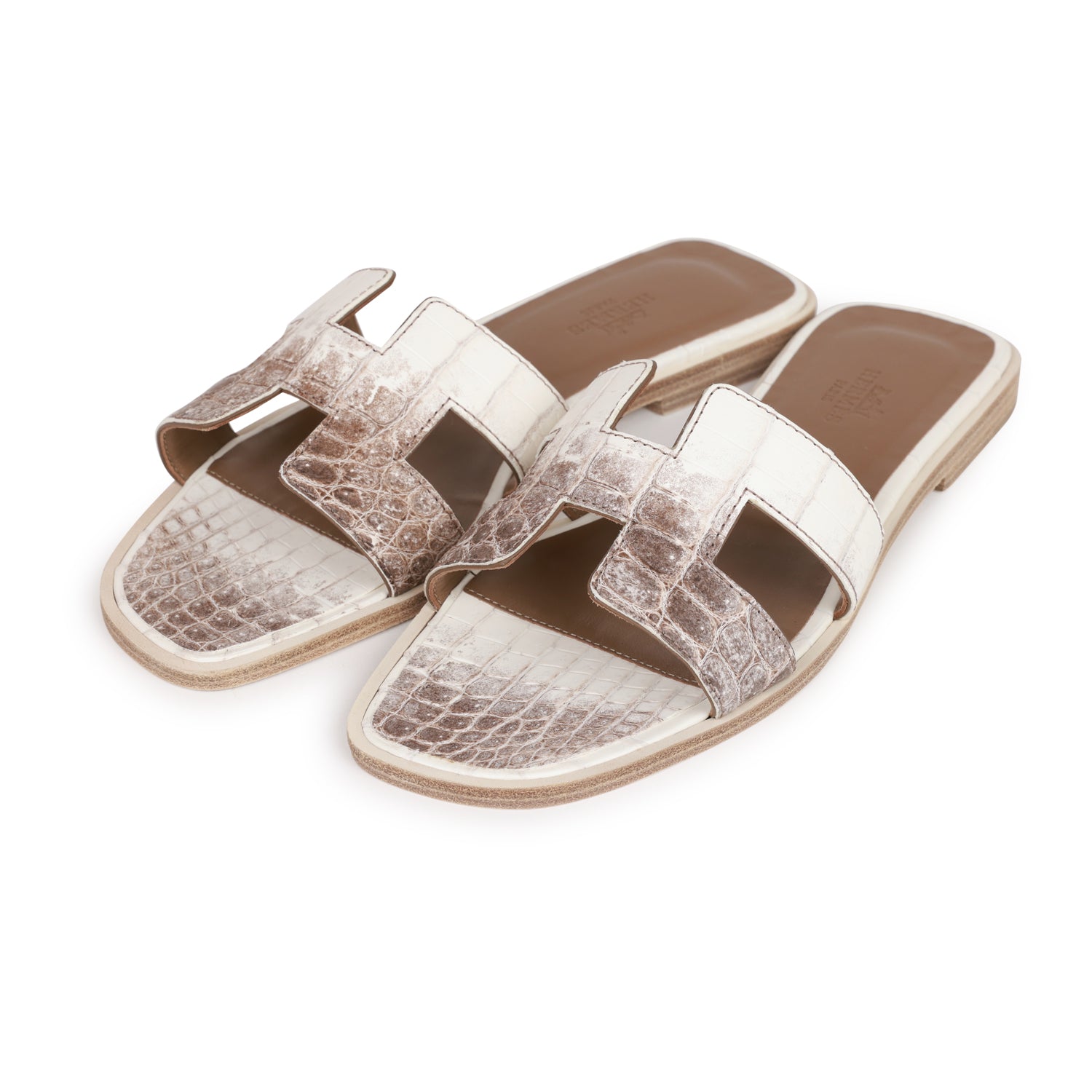 Hermes Oran Sandals Himalaya Niloticus Crocodile 37