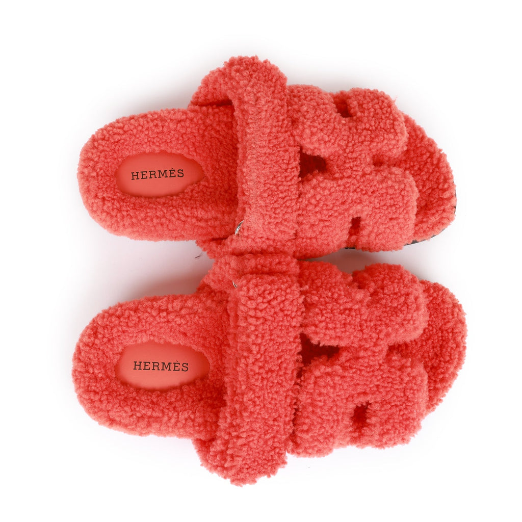 Hermes Chypre Techno Sandals Orange Woolskin 37.5