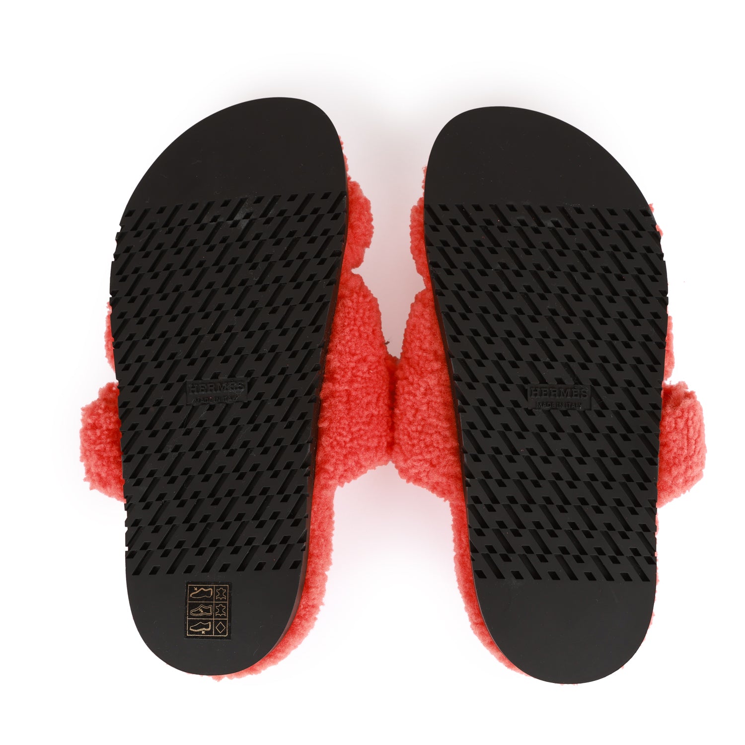 Hermes Chypre Techno Sandals Orange Woolskin 37.5