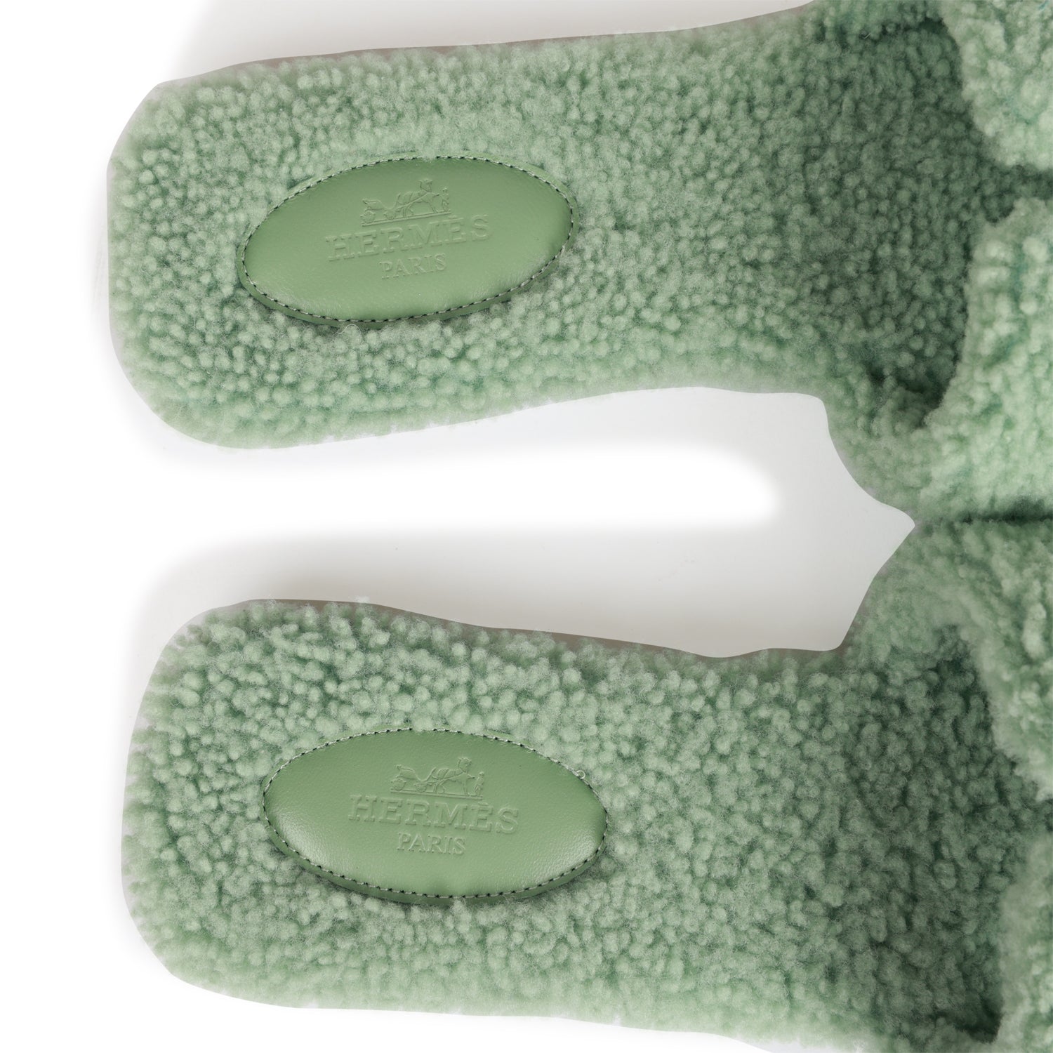 Hermes Oran Sandals Vert D'eau Woolskin 41