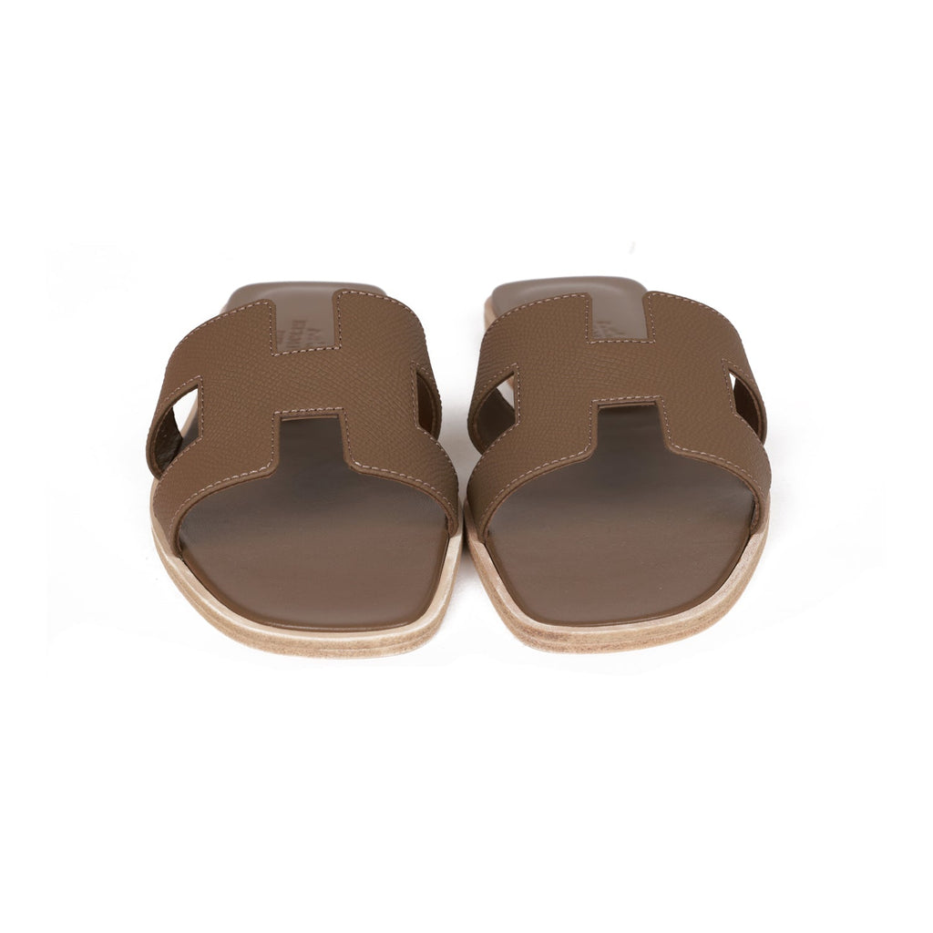 Hermes Oran Sandals Etoupe Epsom 37