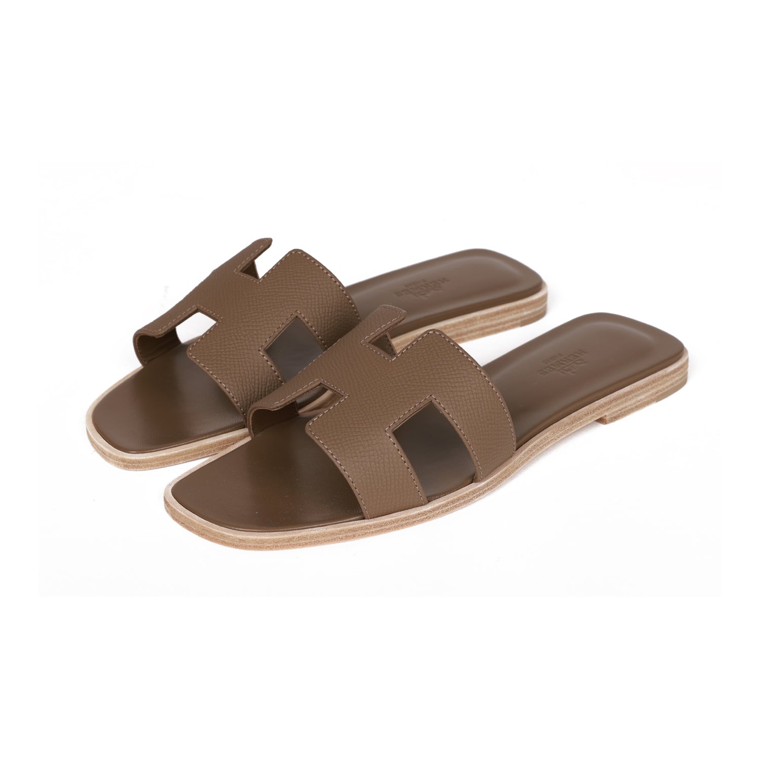 Hermes Oran Sandals Etoupe Epsom 37